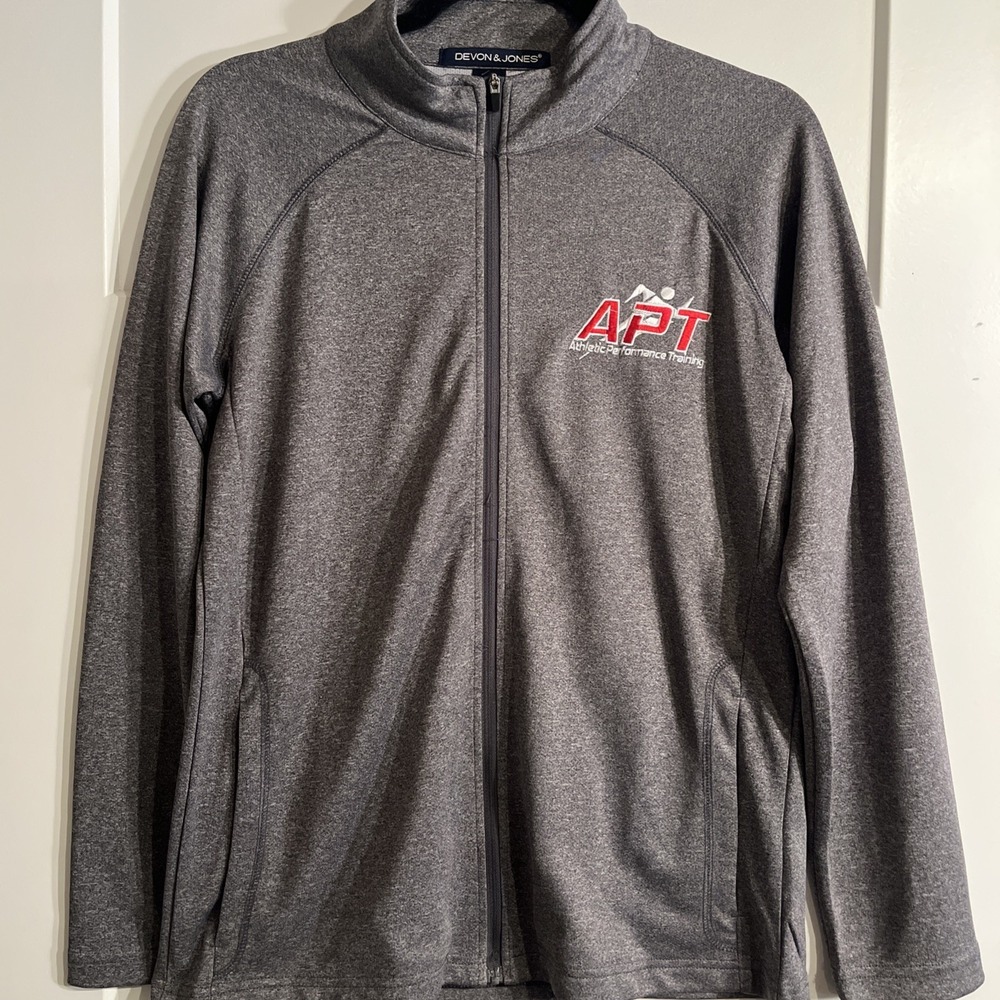 Devon & Jones Womens Full Zip Athletic Performance Training Sweatshirt Gray Med